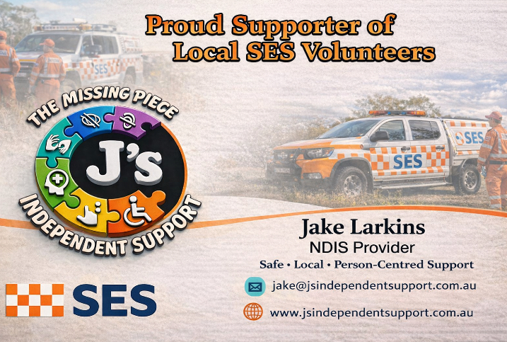 J's Independent Support, proud supporter of local SES volunteers.